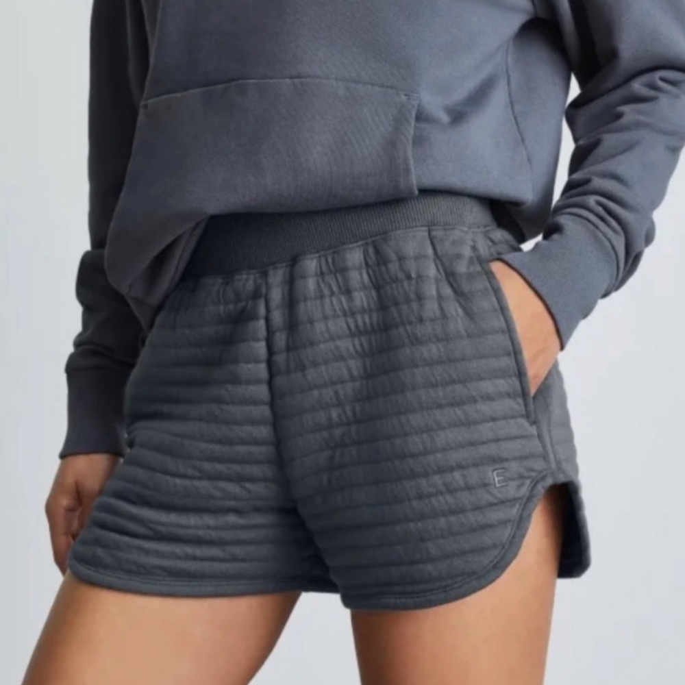Everlane The Organic Cotton Quilted Pull On Shorts - Slate Gray NWT